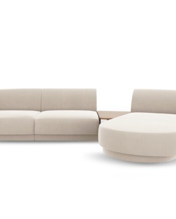 Micadoni Miley Pers Modulær Hjørnesofa Højre Sofabord Lys Beige Fløjl