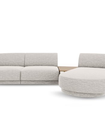 Micadoni Miley Pers Modulær Hjørnesofa Højre Sofabord Lysegrå Chenille