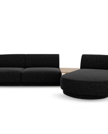 Micadoni Miley Pers Modulær Hjørnesofa Højre Sofabord Sort Chenille