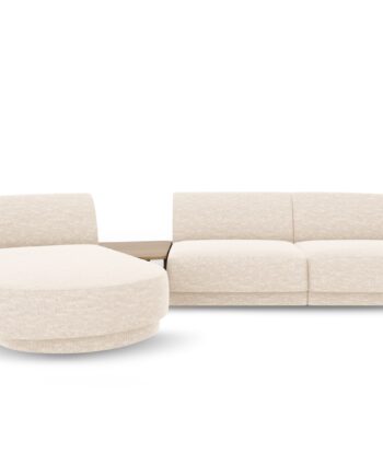 Micadoni Miley Pers Modulær Hjørnesofa Venstre Sofabord Lys Beige Chenille