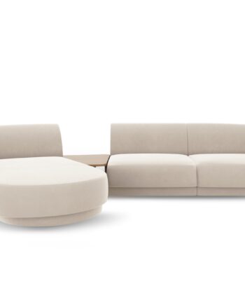 Micadoni Miley Pers Modulær Hjørnesofa Venstre Sofabord Lys Beige Fløjl