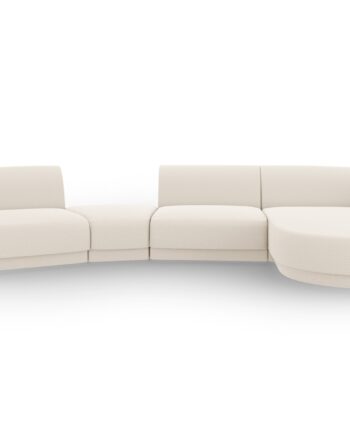 Micadoni Miley Pers Modulær Sofa Højre Chaiselong Indbygget Puf Beige Boucl