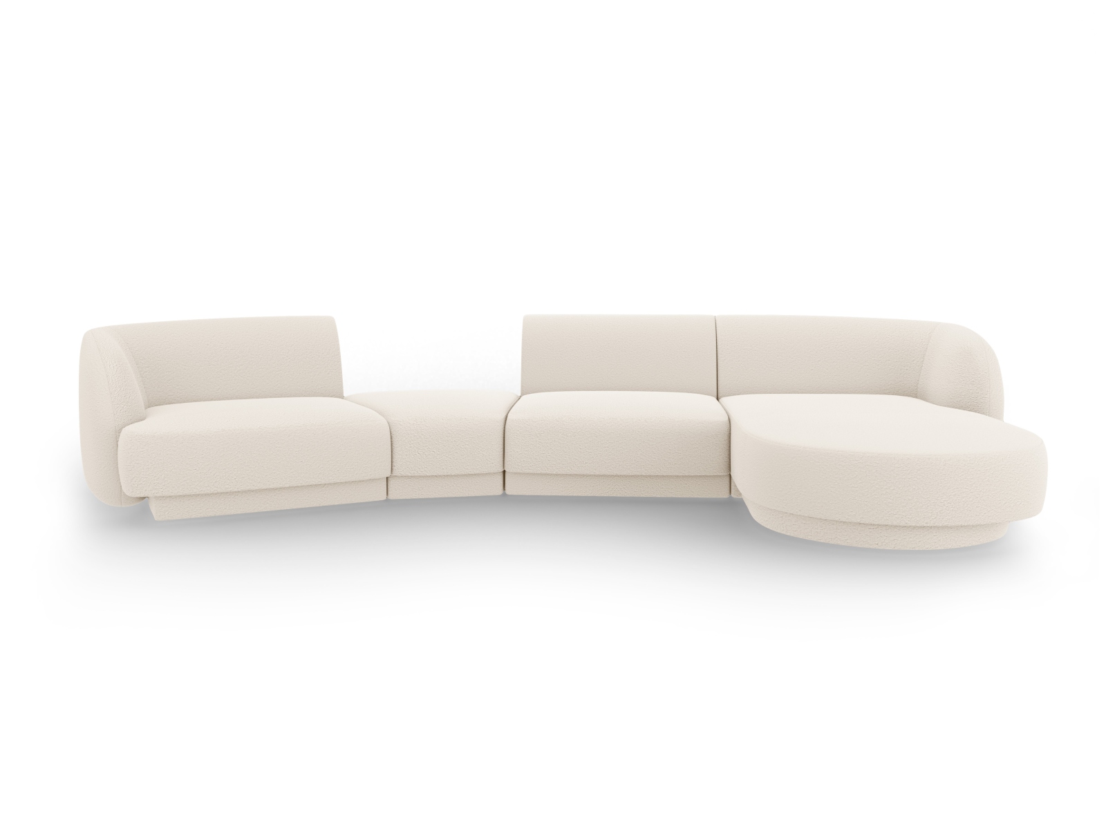Micadoni Miley Pers Modulær Sofa Højre Chaiselong Indbygget Puf Beige Boucl
