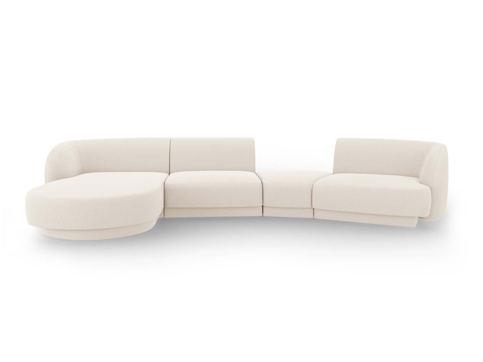 Micadoni Miley Pers Modulær Sofa Venstre Chaiselong Indbygget Puf Beige Boucl