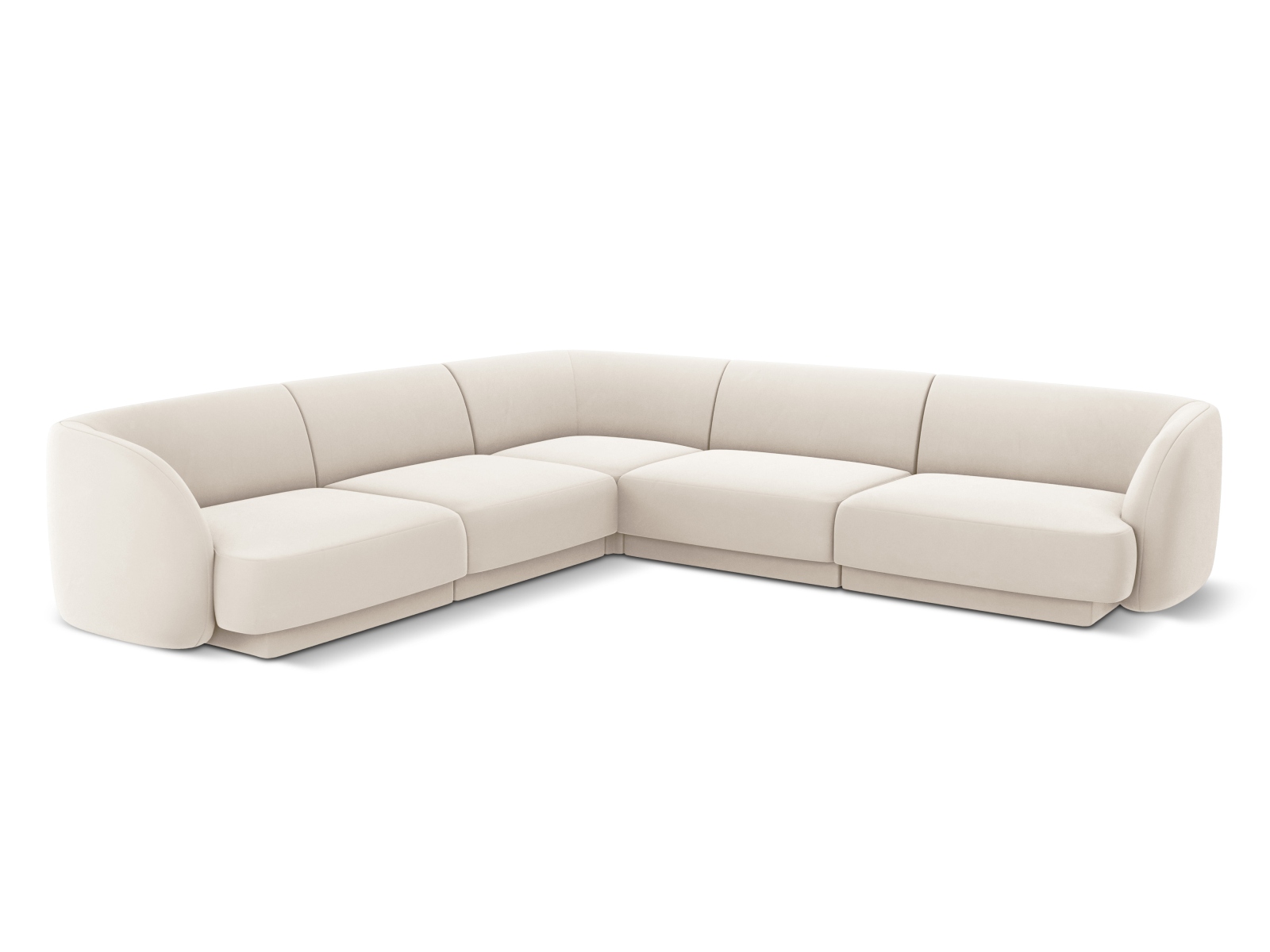 Micadoni Miley Symmetrical Hjørnesofa Sæder Beige Fløjl Sort Plast