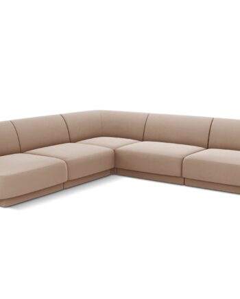 Micadoni Miley Symmetrical Hjørnesofa Sæder Brun Fløjl Sort Plast