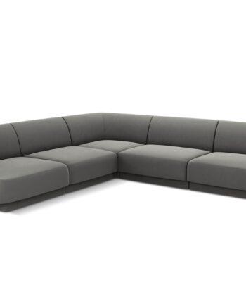 Micadoni Miley Symmetrical Hjørnesofa Sæder Grå Fløjl Sort Plast