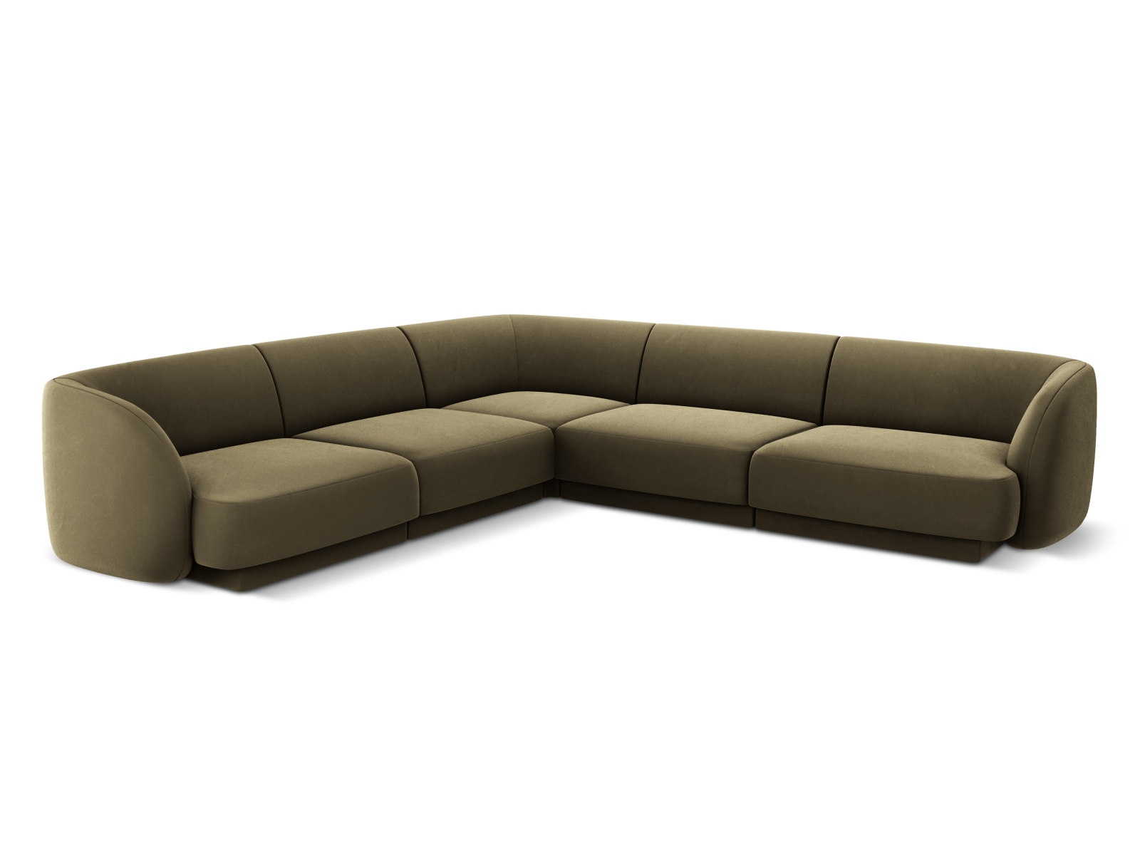 Micadoni Miley Symmetrical Hjørnesofa Sæder Grøn Fløjl Sort Plast