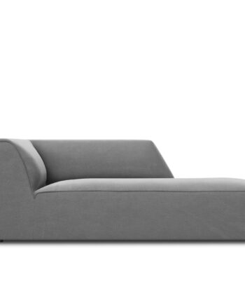 Micadoni Ruby Chaiselong Højre Grå Fløjl Sort Plastik 180x93x69