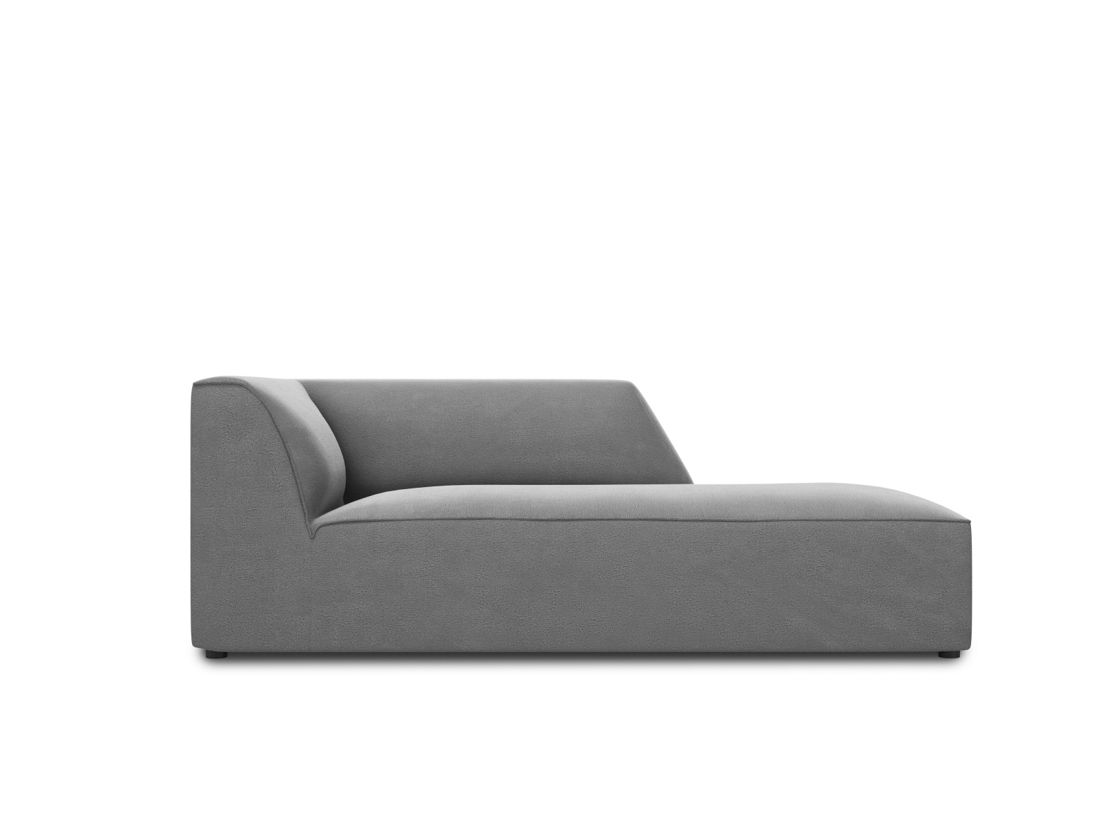 Micadoni Ruby Chaiselong Højre Grå Fløjl Sort Plastik 180x93x69