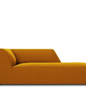 Micadoni Ruby Chaiselong Højre Gul Fløjl Sort Plastik 180x93x69