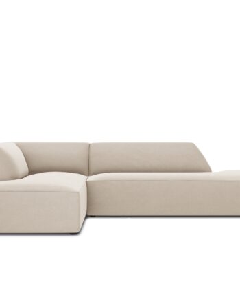 Micadoni Ruby Hjørnesofa Venstre Sæder Beige Fløjl Sort Plast