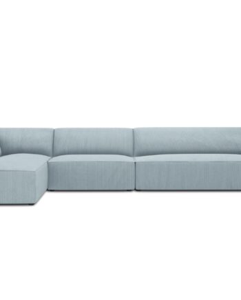 Micadoni Ruby Modul Hjørnesofa Venstre Sæder Blå Corduroy Fløjl Sort Plast