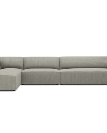 Micadoni Ruby Modul Hjørnesofa Venstre Sæder Grå Corduroy Fløjl Sort Plast