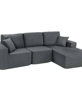 Modulær Hjørnesofa Formet Sovesofa Med Dybt Sæde Brede Armlæn Hynder Mørkegrå