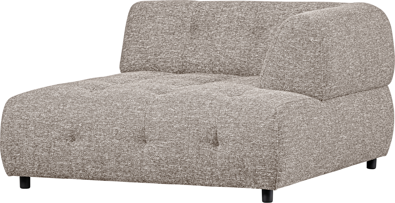 Modulær Sofa Woood Louis Chaiselong Højre Lysegrå Grov Melange Polyester