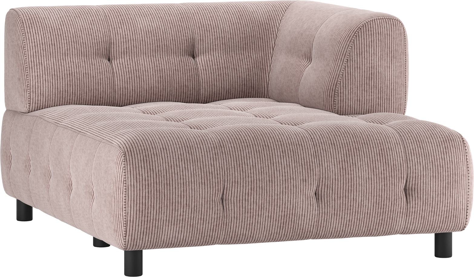 Modulsofa Chaiselong Højre Armlæn Woood Louis Fløjl Lyserød ø122x140x73cm