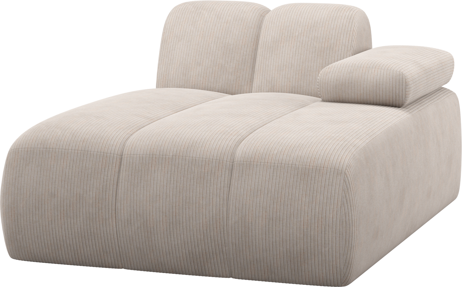 Modulsofa Chaiselong Woood Mojo Højrevendt Ecru Ribstof Jacquard 124x162 Justerbare Armlæn