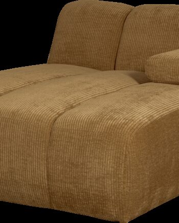 Modulsofa Med Chaiselong Woood Mojo Honninggul Ribstof Fløjlsagtig Højre Modul