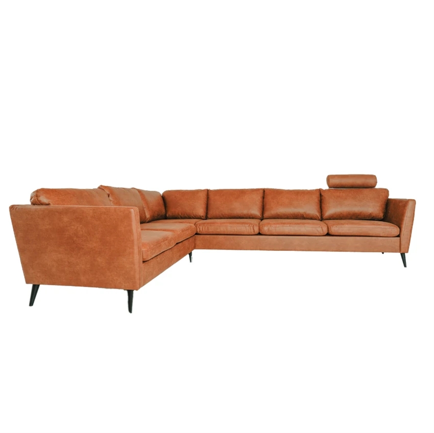 Nordic Design Jakob Højrevendt Hjørnesofa Cognac Sorte Ben Møbelsalg