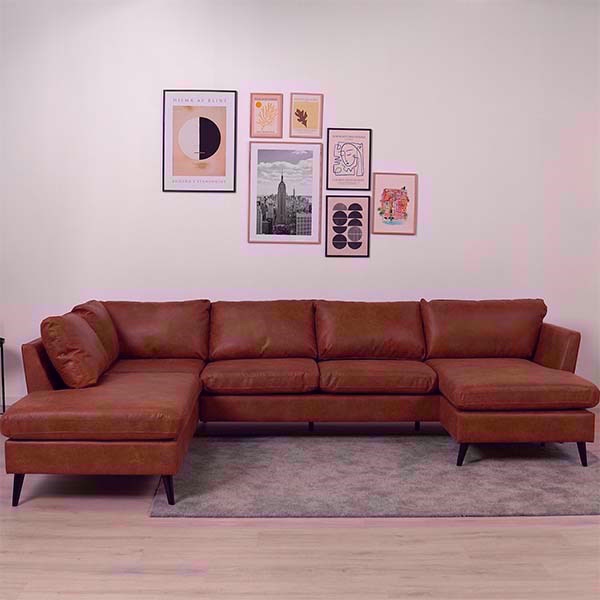 Nordic Design Jakob Sofa Med Højrevendt Chaiselong Cognac  Møbelsalg