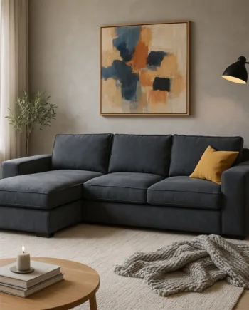 Nordic Design Lønstrup Sofa Med Chaiselong Grå Blåt Stof  Møbelsalg