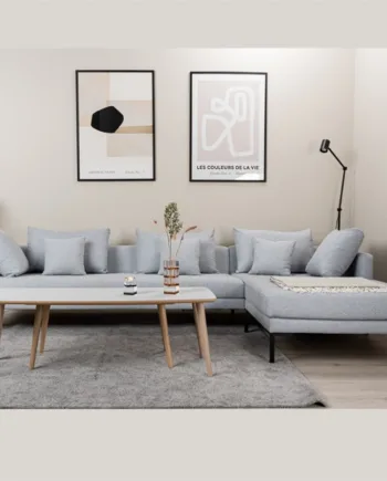 Nordic Design Milla Sofa Med Chaiselong Lysegrå Stof  Møbelsalg