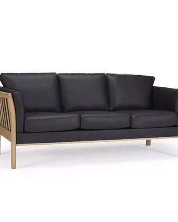 Nordly Fredericia Tremmesofa Personers Sofa Sort Læder  Møbelsalg