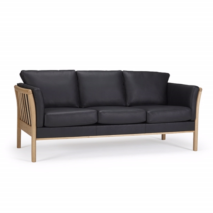 Nordly Fredericia Tremmesofa Personers Sofa Sort Læder Møbelsalg