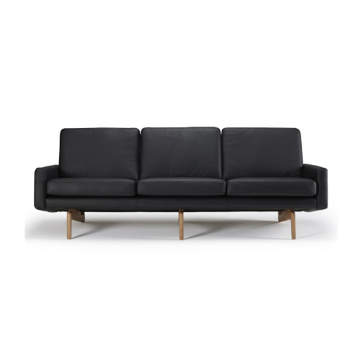 Nordly K200 Sofa Personers Sort Læder Sofa 216  Møbelsalg
