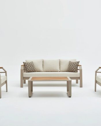 Nordvrk Assento Udendørs Loungesæt Stole Sofa Bord Beige Hynder Beige Aluminium