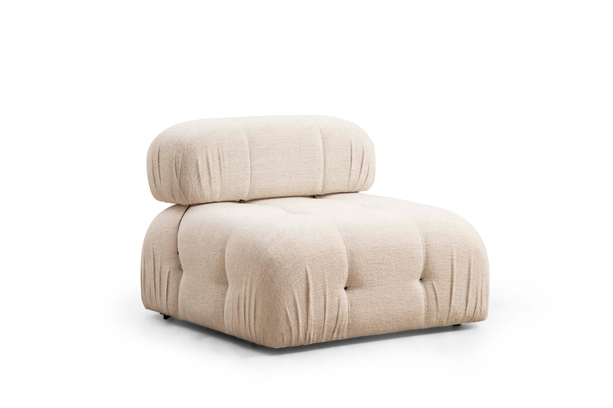 Nordvrk Bubble Pers Sofa Creme Bouclette Polyester Mat Sort Plast