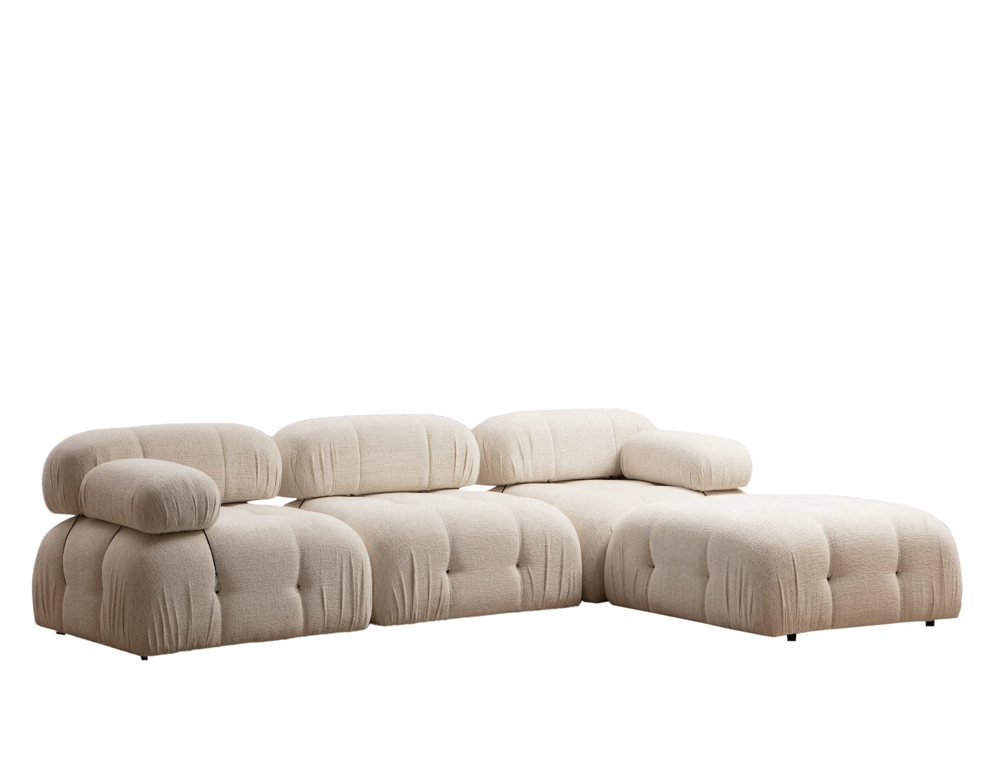 Nordvrk Bubble Puf Hjørnesofa Creme Bouclette Polyester Mat Sort Plast
