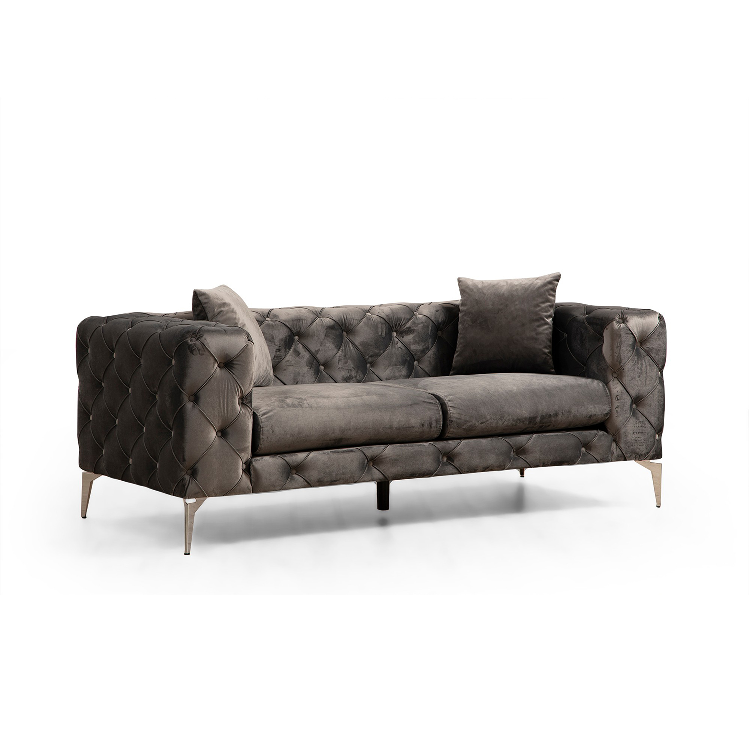 Nordvrk Como Pers Sofa Antracitgrå Polyester Stof Forkromet Metal