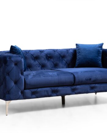 Nordvrk Como Pers Sofa Marineblå Polyester Krom Metal