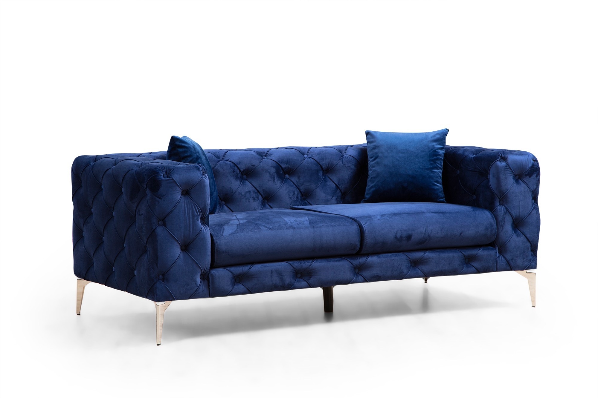 Nordvrk Como Pers Sofa Marineblå Polyester Krom Metal