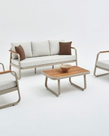 Nordvrk Rio Udendørs Loungesæt Stole Sofa Bord Beige Hynder Beige Aluminium