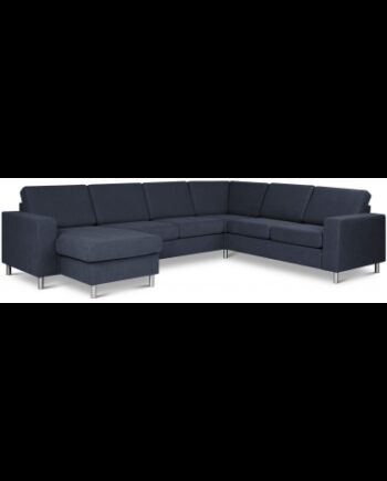Panset Hjørnesofa Med Chaiselong Polyester B295 D230 Børstet Alugrå Blå