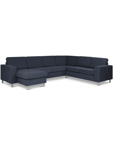 Panset Hjørnesofa Med Chaiselong Polyester B295 D230 Børstet Alugrå Blå