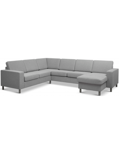 Panset Hjørnesofa Med Chaiselong Polyester B295 D230 Børstet Alugrå Grå