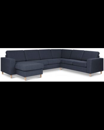 Panset Hjørnesofa Med Chaiselong Polyester B295 D230 Natur Blå