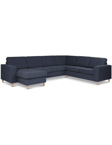 Panset Hjørnesofa Med Chaiselong Polyester B295 D230 Natur Blå