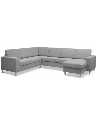 Panset Hjørnesofa Med Chaiselong Polyester B295 D230 Natur Grå