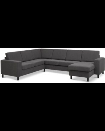 Panset Hjørnesofa Med Chaiselong Polyester B295 D230 Sort Antracit
