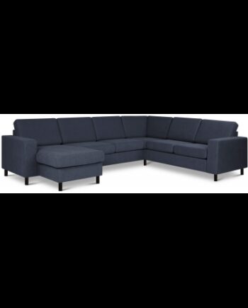Panset Hjørnesofa Med Chaiselong Polyester B295 D230 Sort Blå