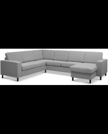 Panset Hjørnesofa Med Chaiselong Polyester B295 D230 Sort Grå