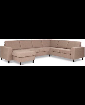 Panset Hjørnesofa Med Chaiselong Polyester B295 D230 Sort Lysebrun