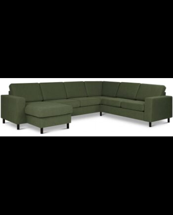 Panset Hjørnesofa Med Chaiselong Polyester B295 D230 Sort Mosgrøn
