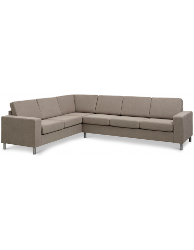 Panset Hjørnesofa Polyester B295 D230 Børstet Alugrå Lysebrun