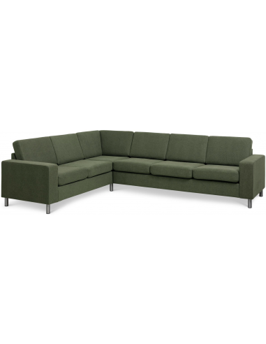 Panset Hjørnesofa Polyester B295 D230 Børstet Alugrå Mosgrøn